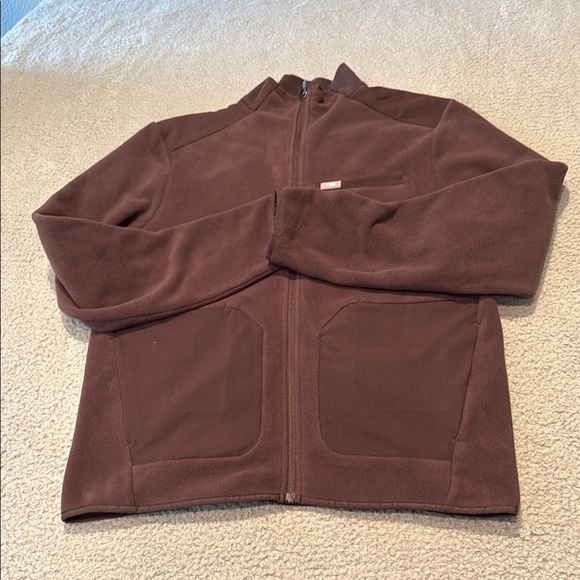 Figs men's On-Shift Fleece Jacket Brown Fleece Zip-Up Jacket size M - Picture 1 of 7